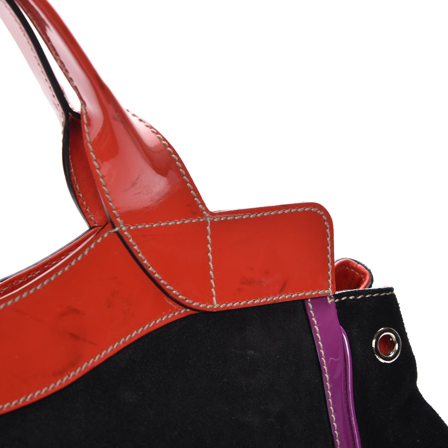 Suede Race Medium Top Handle Tote Black