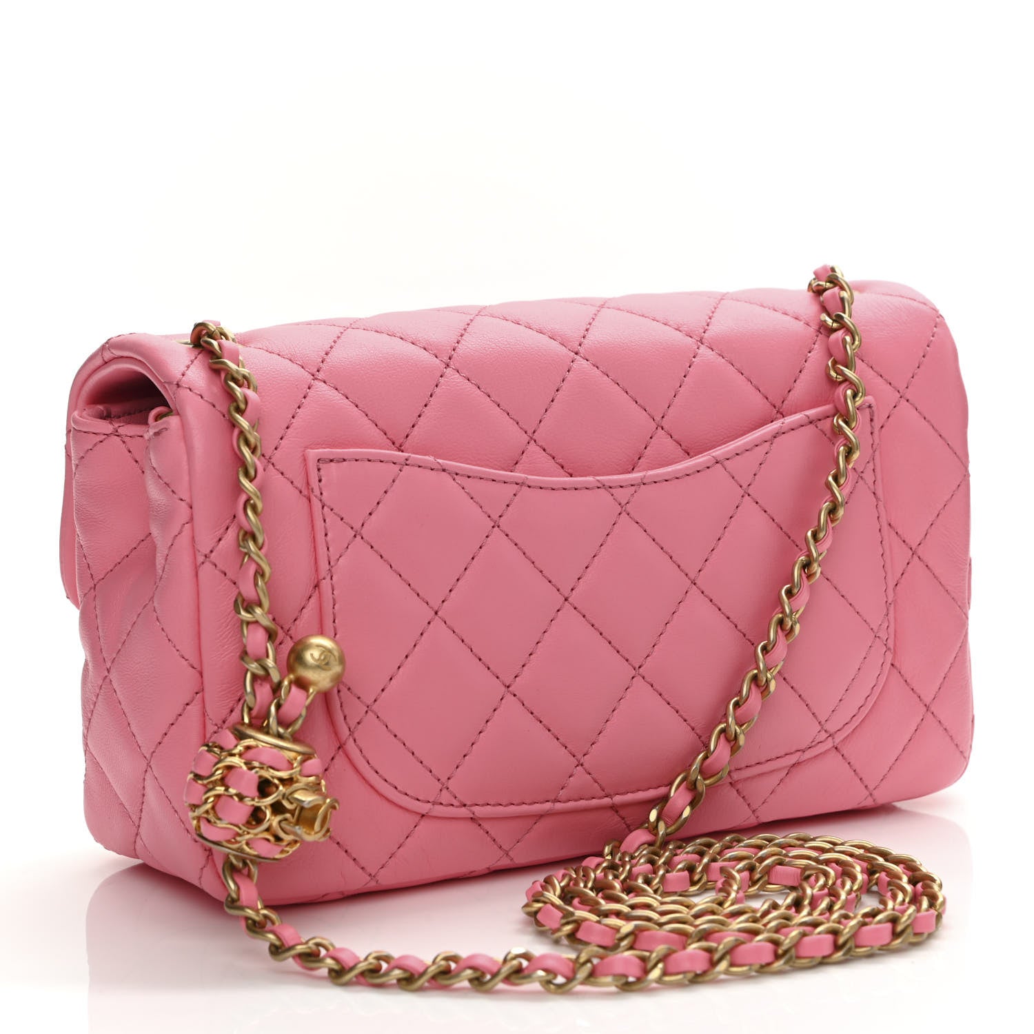 Chanel Lambskin Quilted Mini Rectangular Pearl Crush Flap Pink 3 of 11