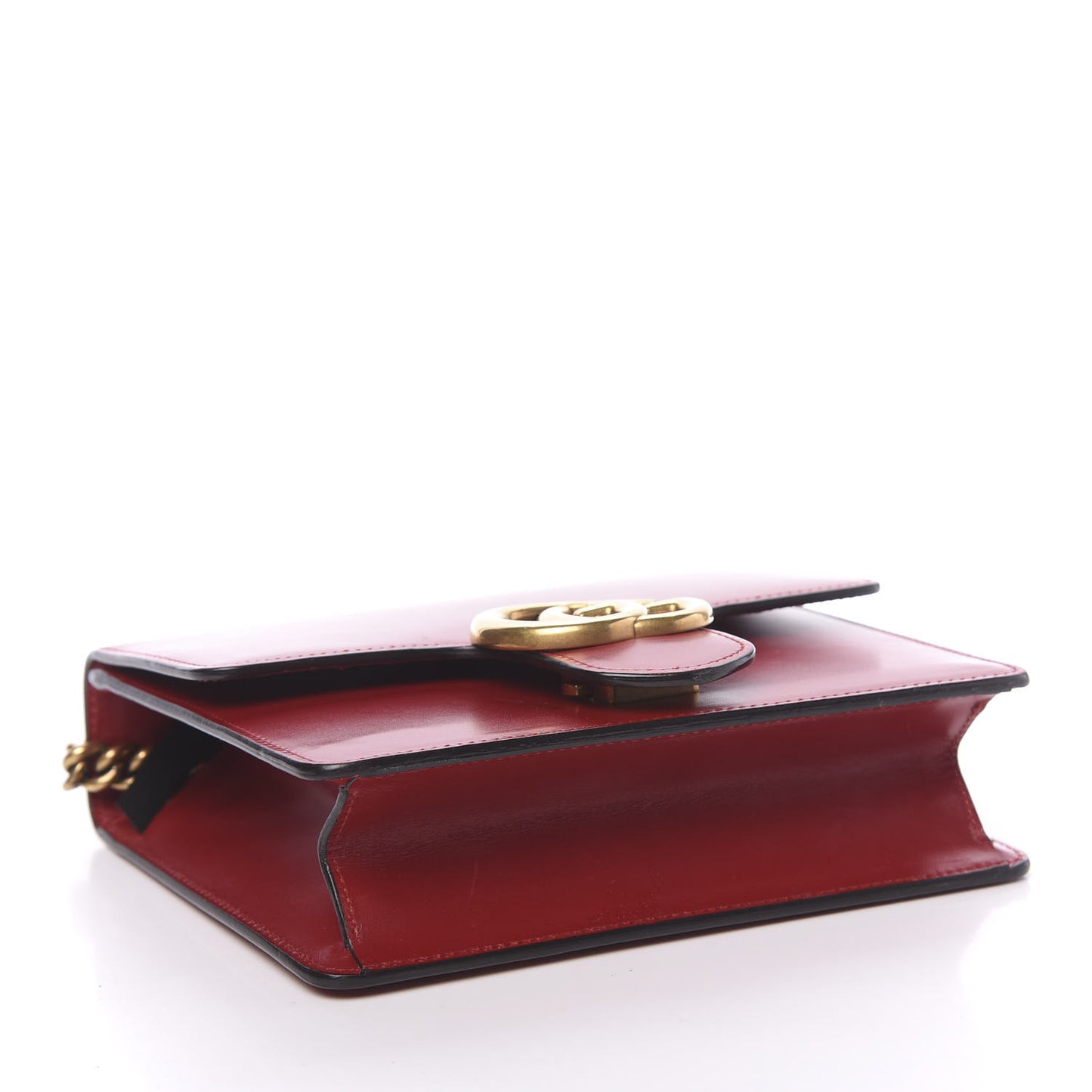 Knight Calfskin Small GG Marmont Chain Handle Bag Hibiscus Red