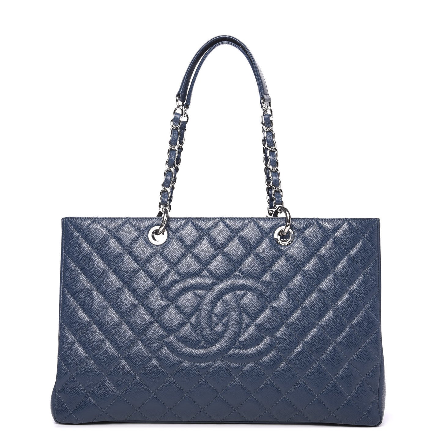 Caviar Quilted XL Grand Shopping Tote GST Navy Blue