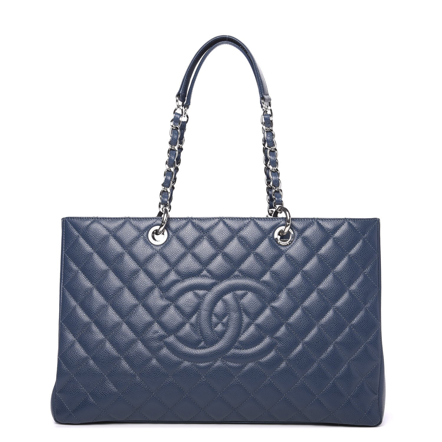 Chanel Caviar Quilted XL Grand Shopping Tote GST Navy Blue 1 of 13
