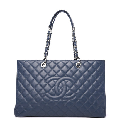 Chanel Caviar Quilted XL Grand Shopping Tote GST Navy Blue 1 of 13