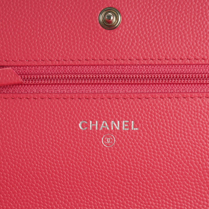 Chanel Caviar Chevron Wallet On Chain WOC Pink 6 of 8