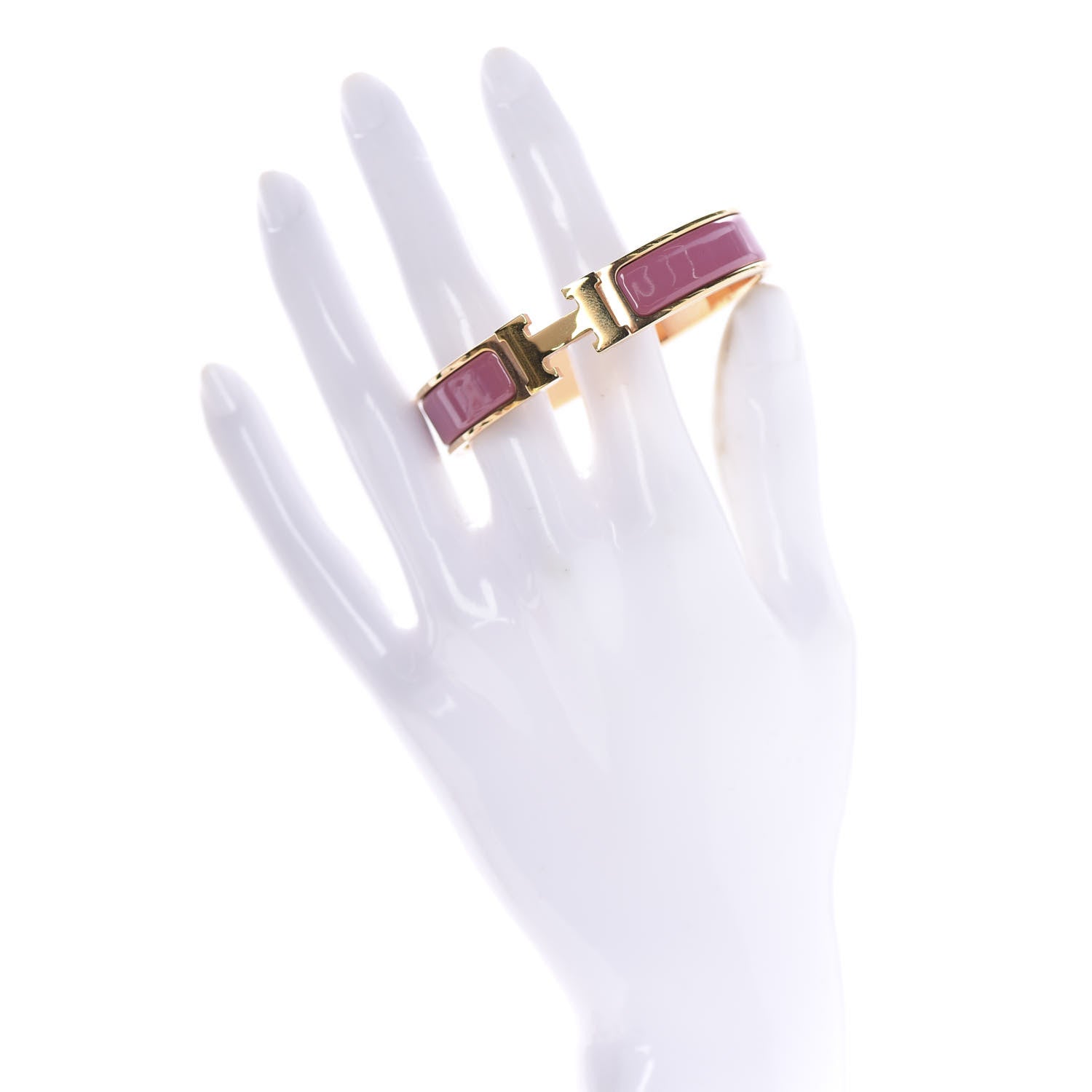 Hermes Enamel Narrow Clic Clac H Bracelet PM Rose Velours 2 of 5