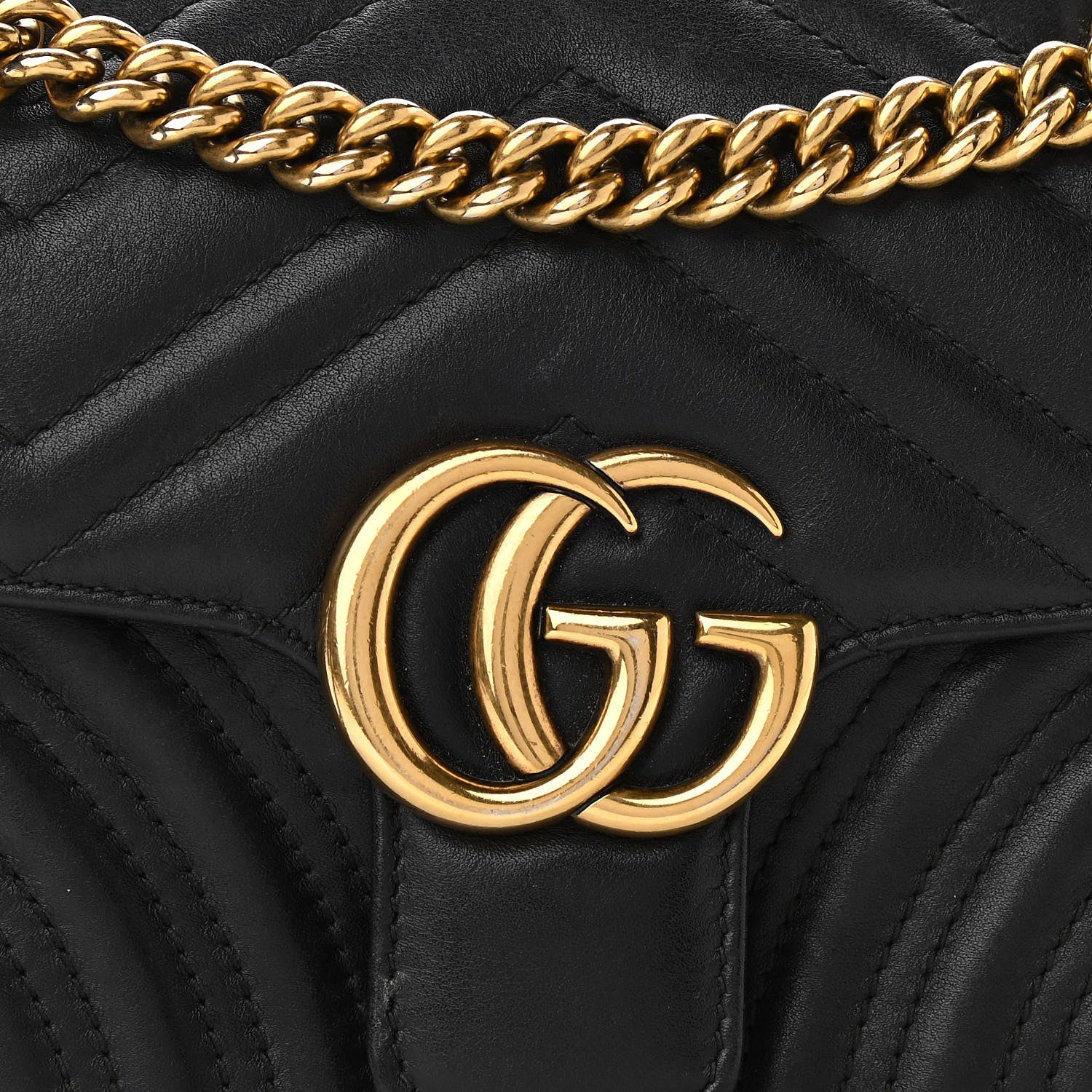 Gucci Calfskin Matelasse Mini GG Marmont Shoulder Bag Black 12 of 12