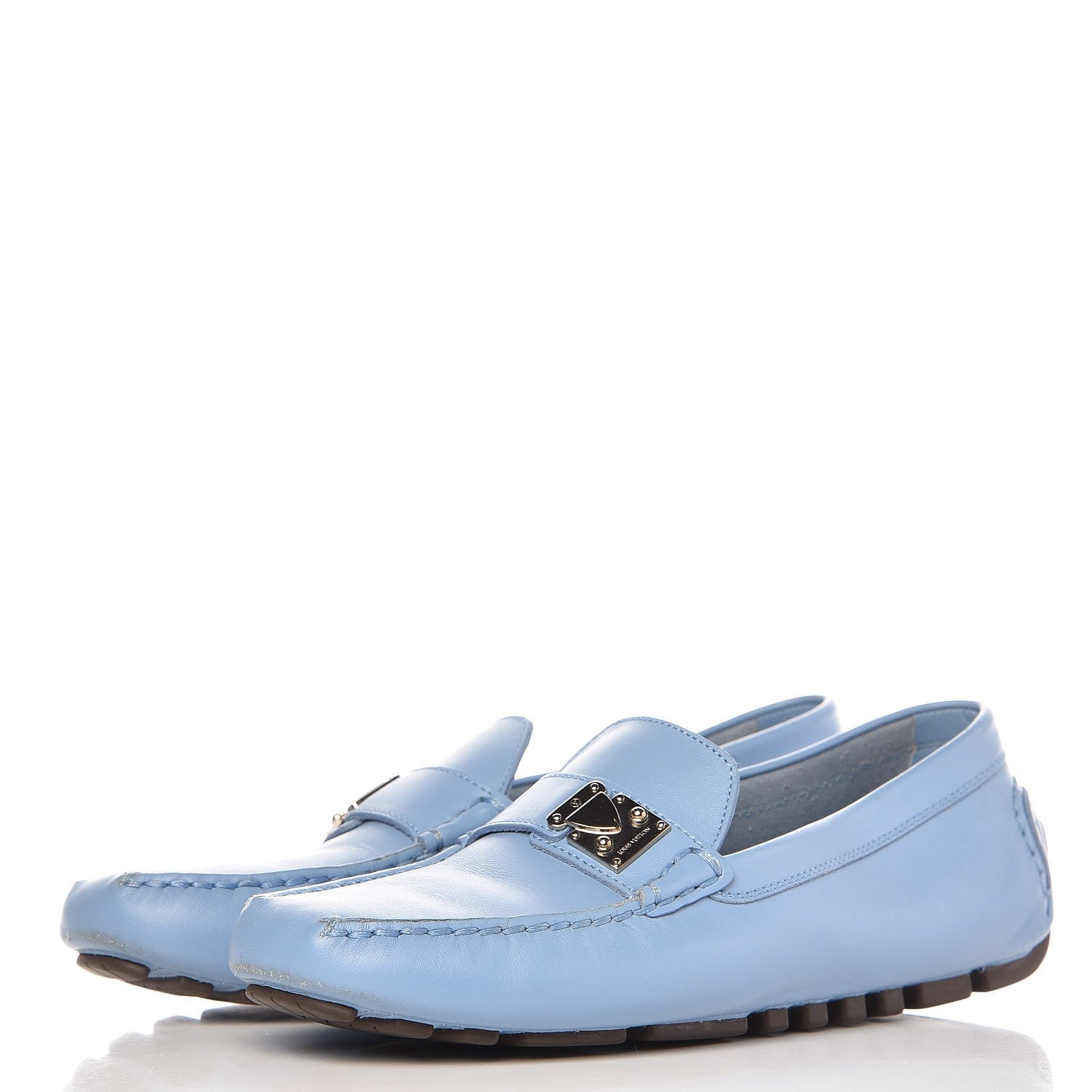 Louis Vuitton Calfskin Lombok Mocassin Loafers 38 Blue 2 of 9