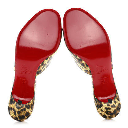 Christian Louboutin Metallic Calfskin Coins Leopard Print East 55 Mule 38 Gold Silver 5 of 8