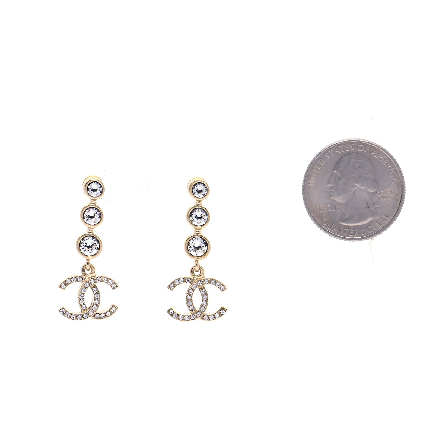Crystal CC Drop Earrings Gold