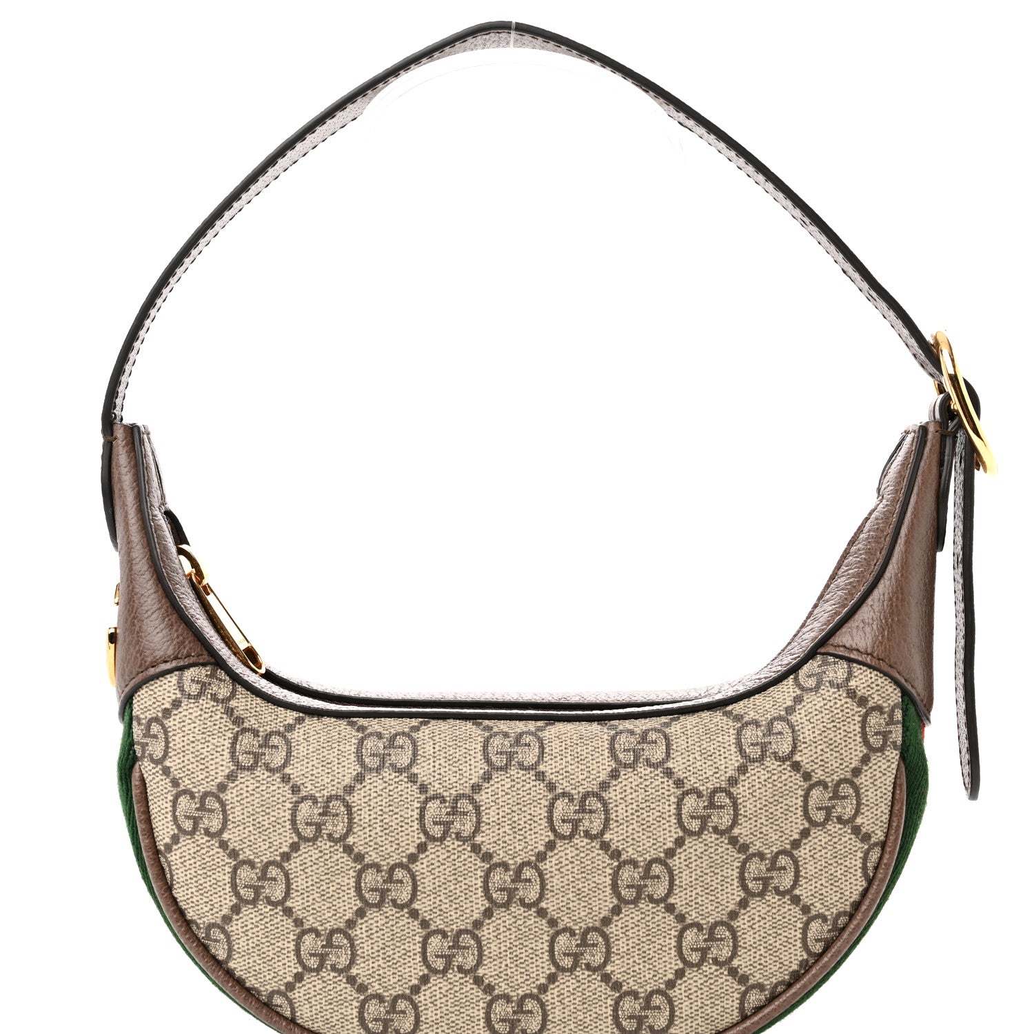 Gucci GG Supreme Monogram Textured Calfskin Web Mini Ophidia Half Moon Hobo Beige Ebony New Acero 8 of 10
