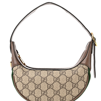 Gucci GG Supreme Monogram Textured Calfskin Web Mini Ophidia Half Moon Hobo Beige Ebony New Acero 8 of 10