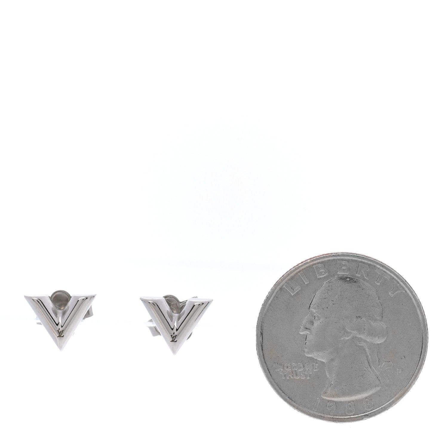 Louis Vuitton Essential V Stud Earrings Silver 2 of 5