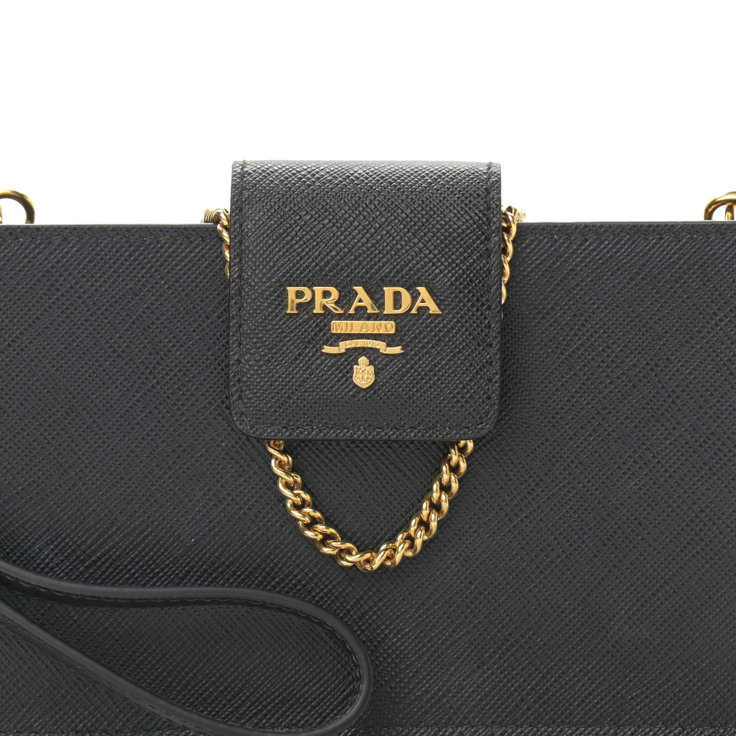 Saffiano Metal Phone Wristlet Crossbody Wallet Black