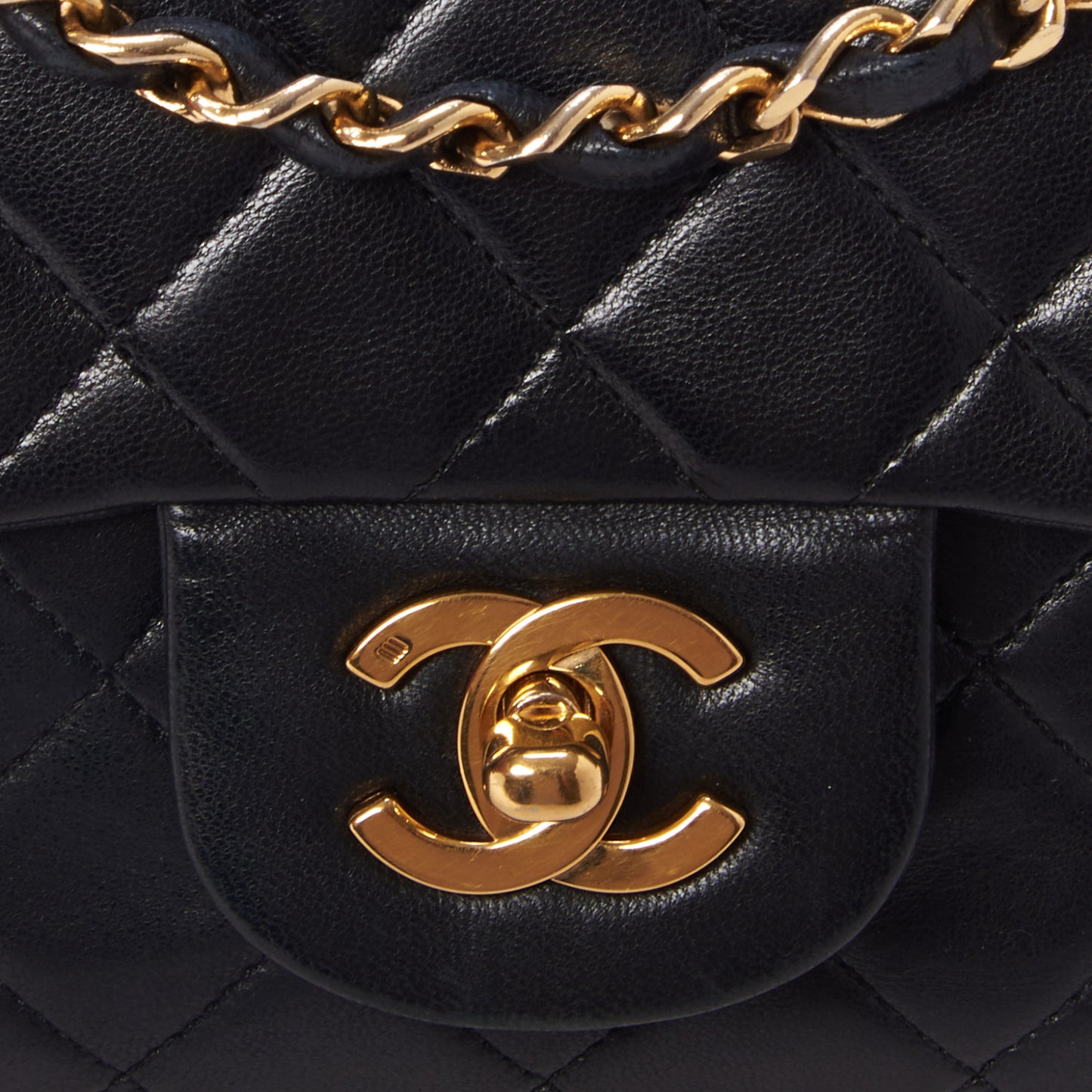 Lambskin Quilted Small Double Flap Black