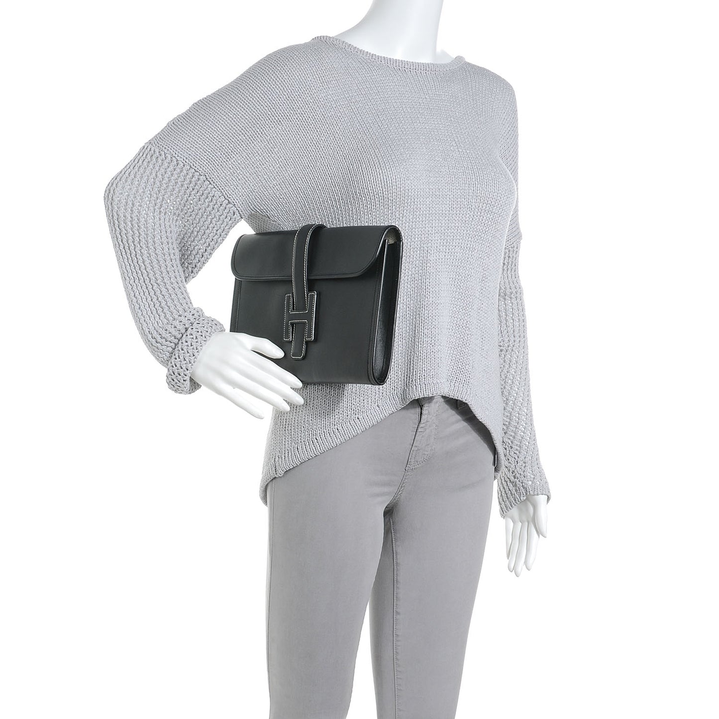 Box Calf Jige PM Clutch Black