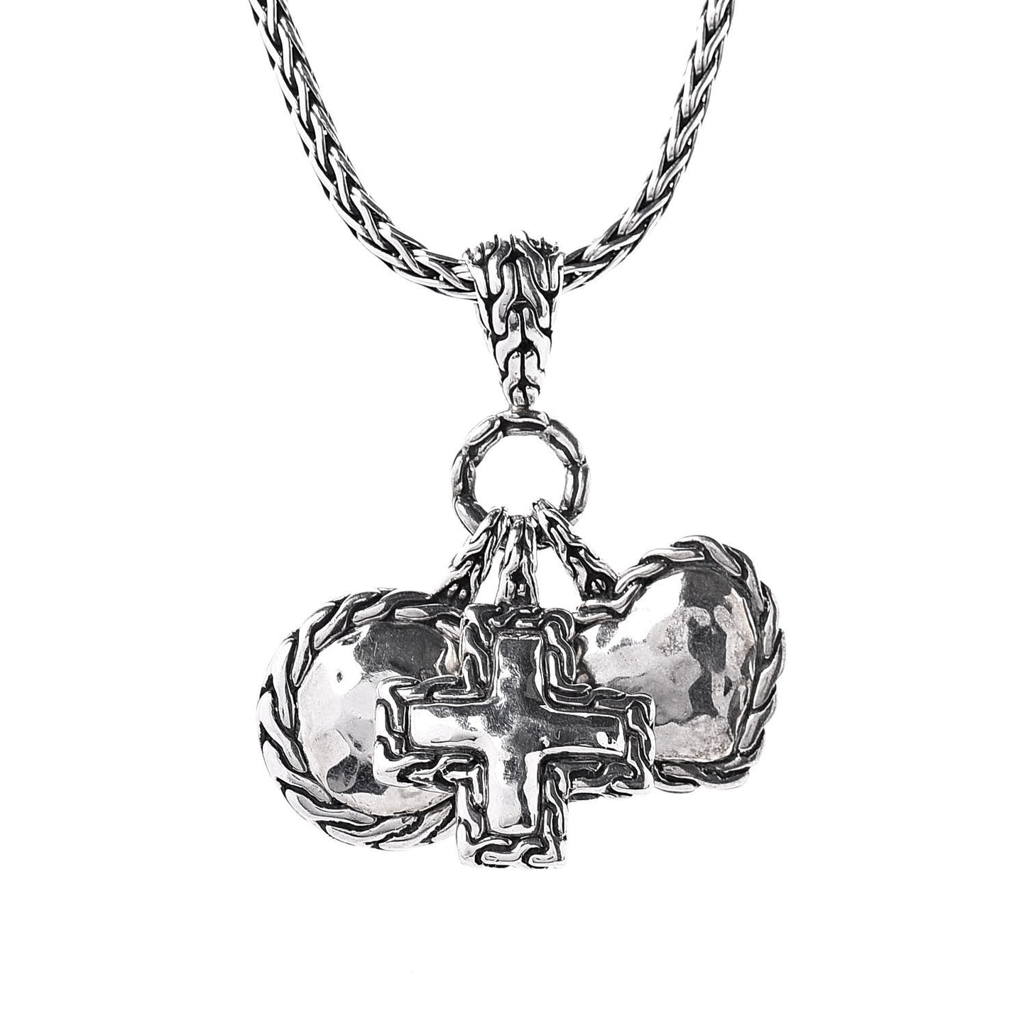 Sterling Silver Palu Circle Cross Heart Pendant Necklace