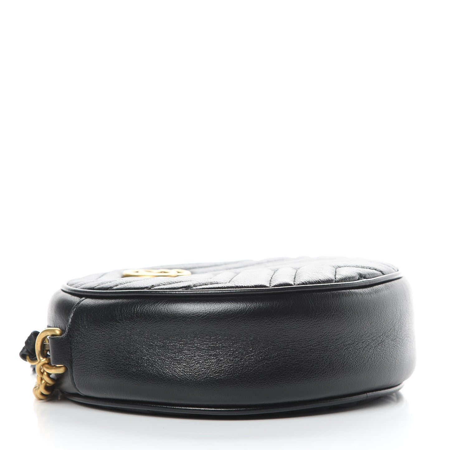 Azalea Calfskin Matelasse Heart Mini GG Marmont Round Shoulder Bag Black