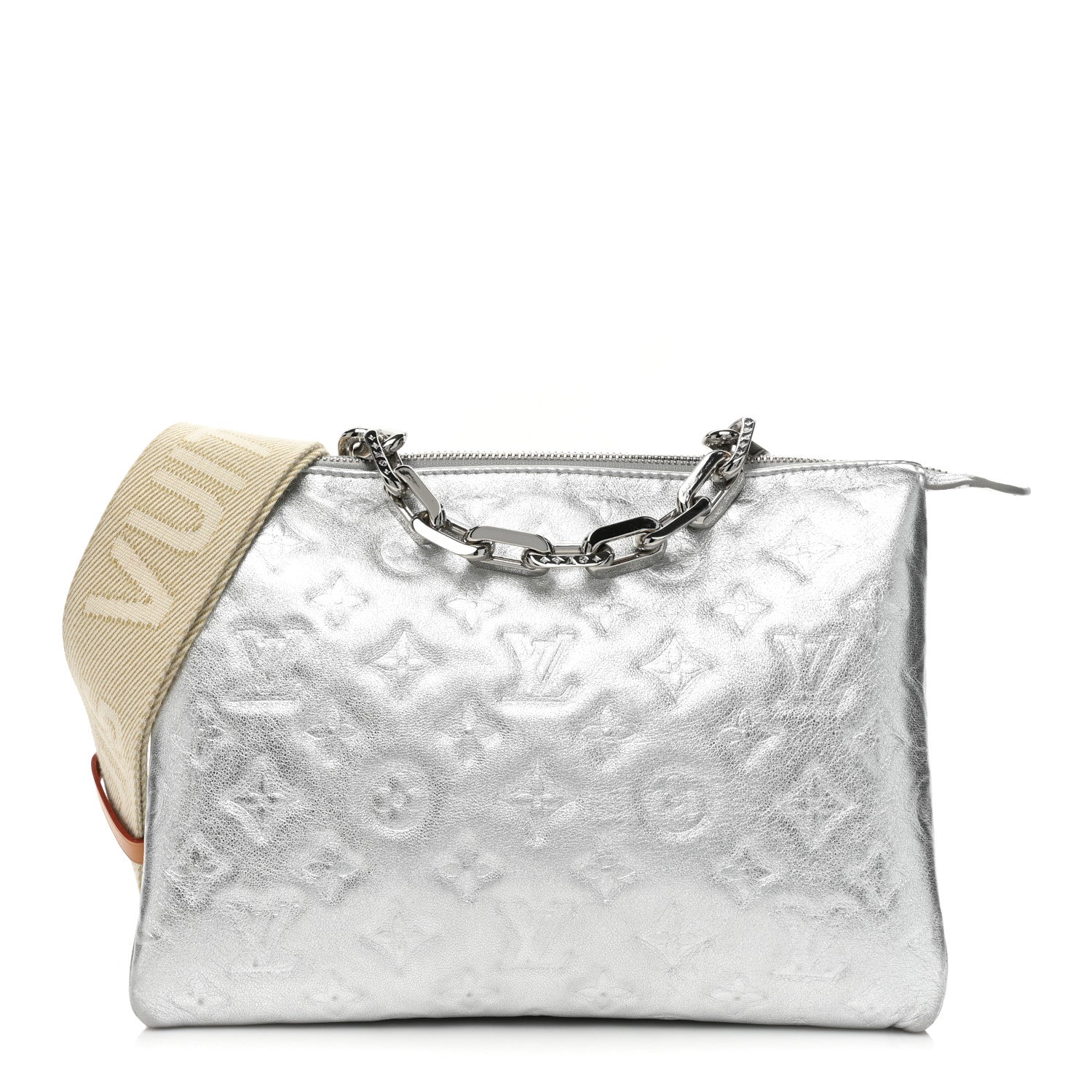 Louis Vuitton Metallic Lambskin Embossed Monogram Coussin PM Silver 1 of 14