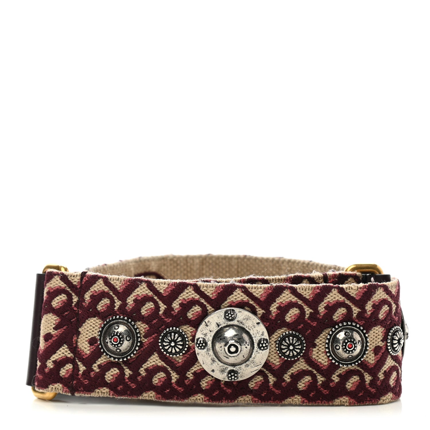 Christian Dior Oblique Studded Shoulder Strap Burgundy 2 of 6