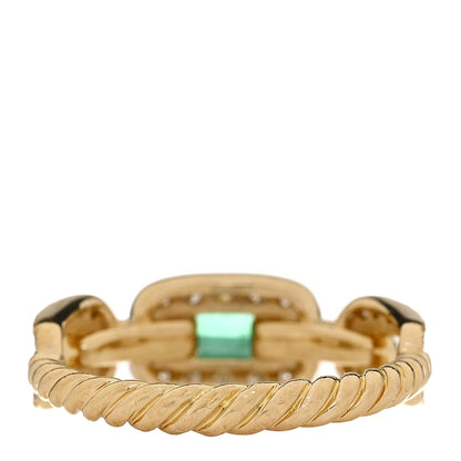 David Yurman 18K Yellow Gold Emerald Diamond 7mm Stax Chain Link Ring 54 7 4 of 6