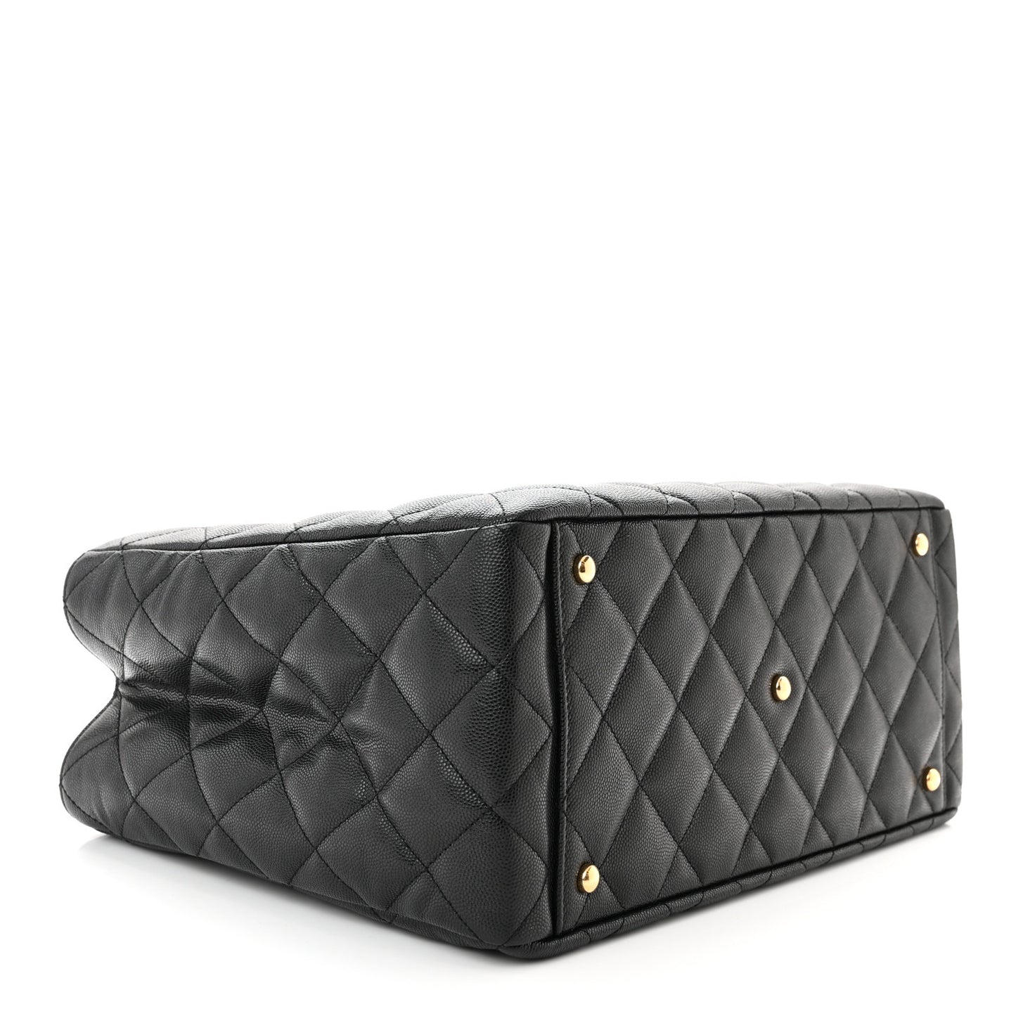 Caviar Quilted Small Shopping Tote Black