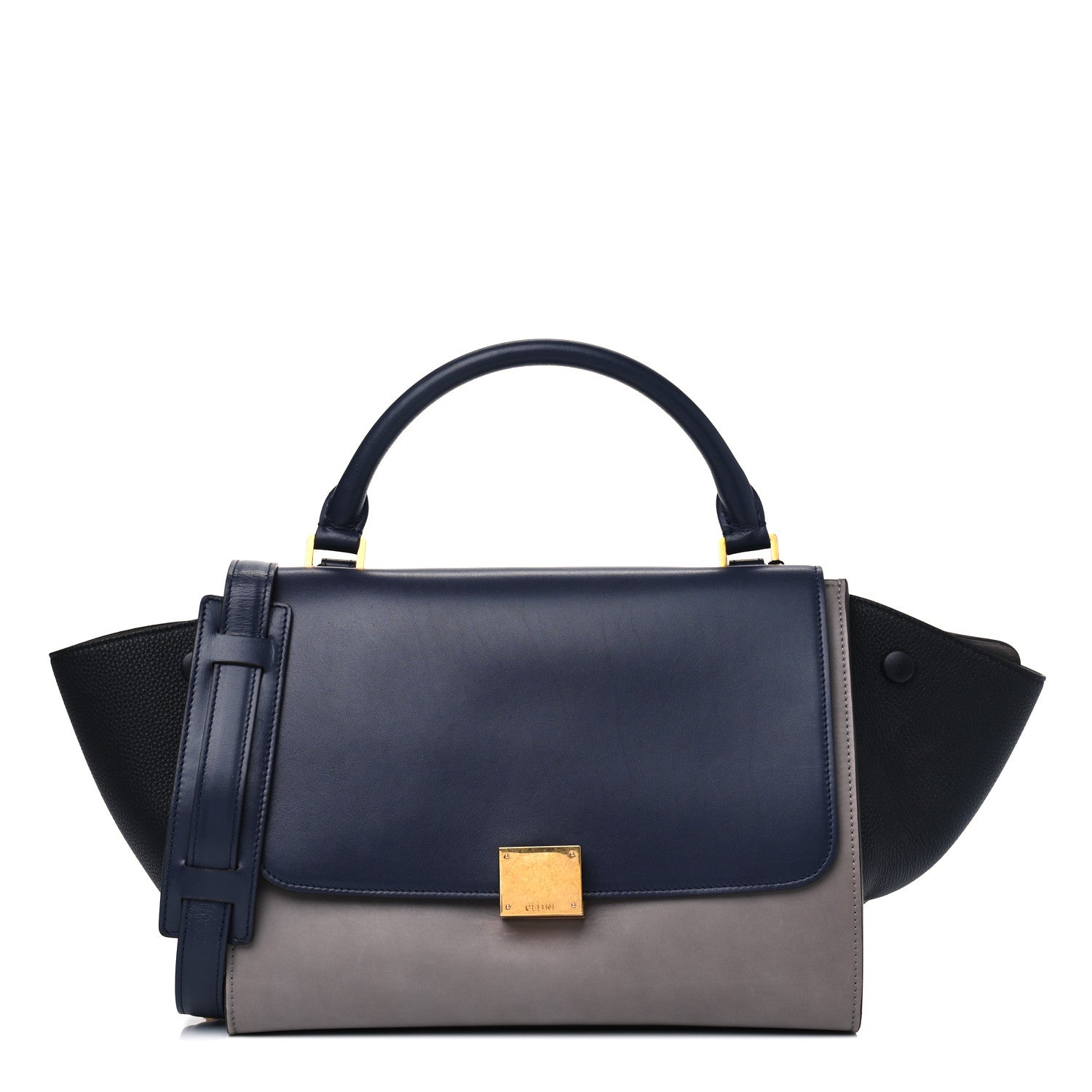 Celine Sleek Calfskin Small Tri-Color Trapeze Dark Blue 1 of 5