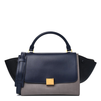 Celine Sleek Calfskin Small Tri-Color Trapeze Dark Blue 1 of 5