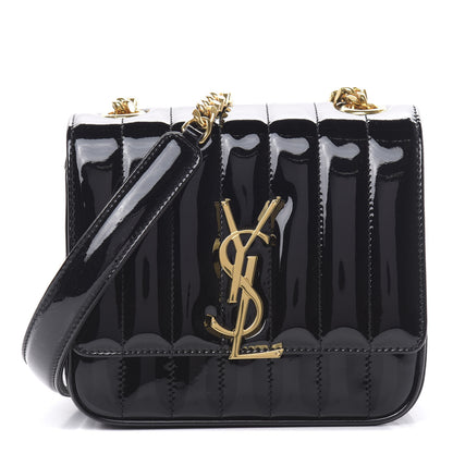 Saint Laurent Patent Calfskin Matelasse Monogram Small Vicky Chain Bag Black 1 of 11