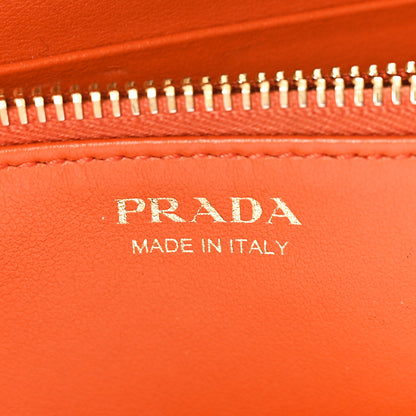 Prada Daino Bi-Color Metal Zip Around Wallet Caramel Papaya 6 of 11