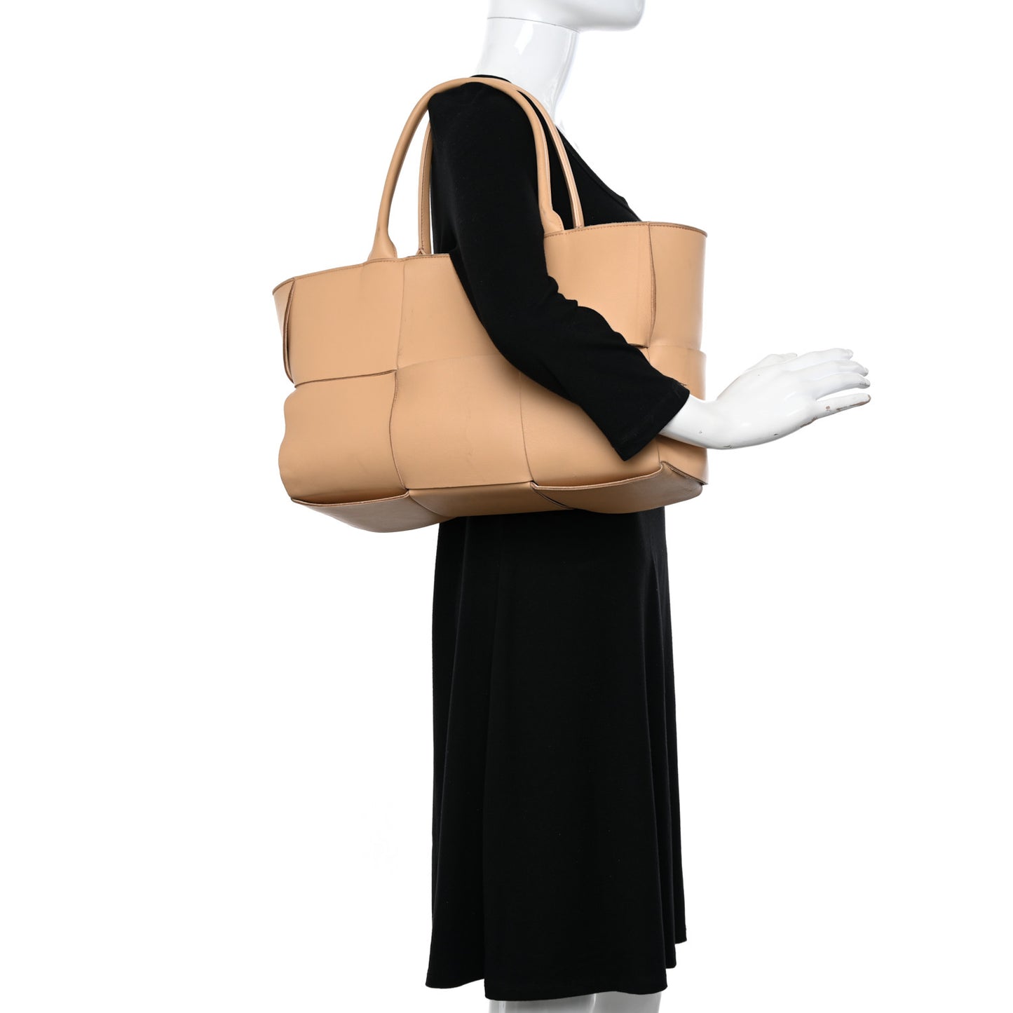 Nappa Maxi Intrecciato Medium Arco Tote Almond