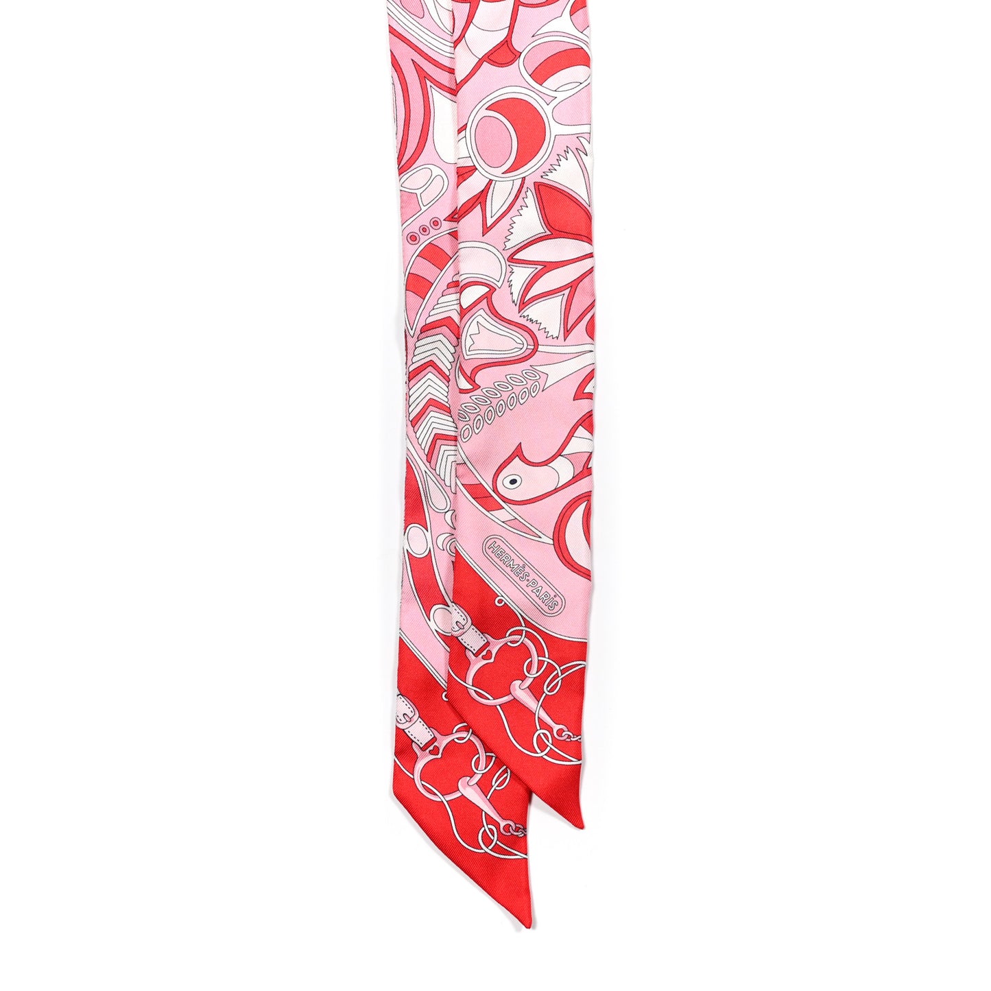 Silk Folklore Twilly Rose Rouge White