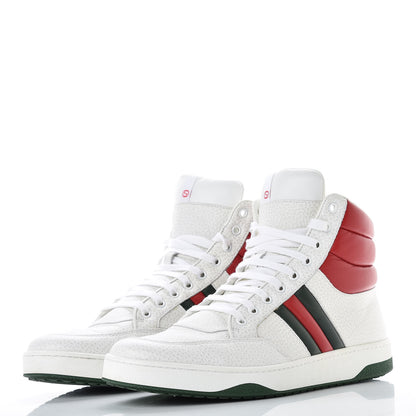 Gucci Calfskin Web Mens High Top Sneakers 10 White 3 of 11