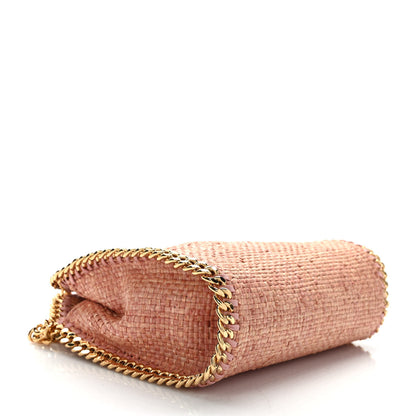 Stella McCartney Metallic Woven Raffia Tiny Fold Over Falabella Pink Gold 3 of 7