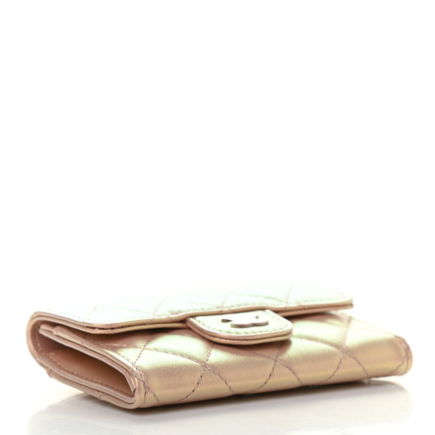 Chanel Iridescent Calfskin Quilted Flap Card Holder Wallet Pink 4 of 8