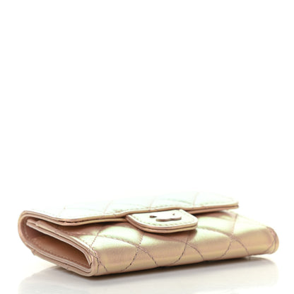 Chanel Iridescent Calfskin Quilted Flap Card Holder Wallet Pink 4 of 8