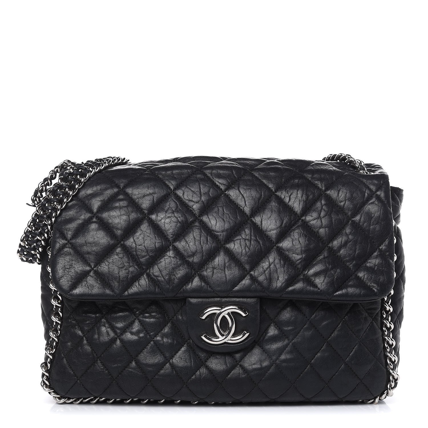 Chanel Washed Lambskin Quilted Maxi Chain Around Flap Black 1 of 19