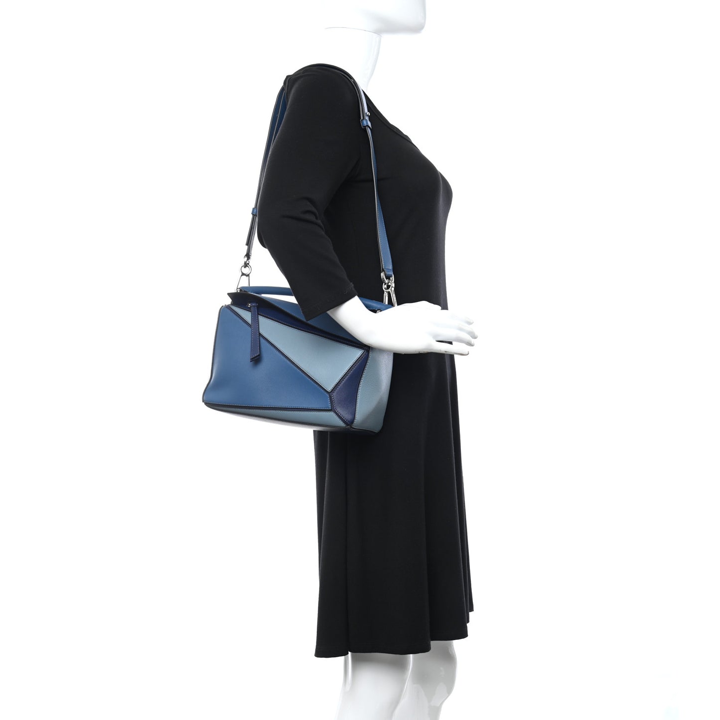Calfskin Small Puzzle Bag Marine Stone Steel Blue