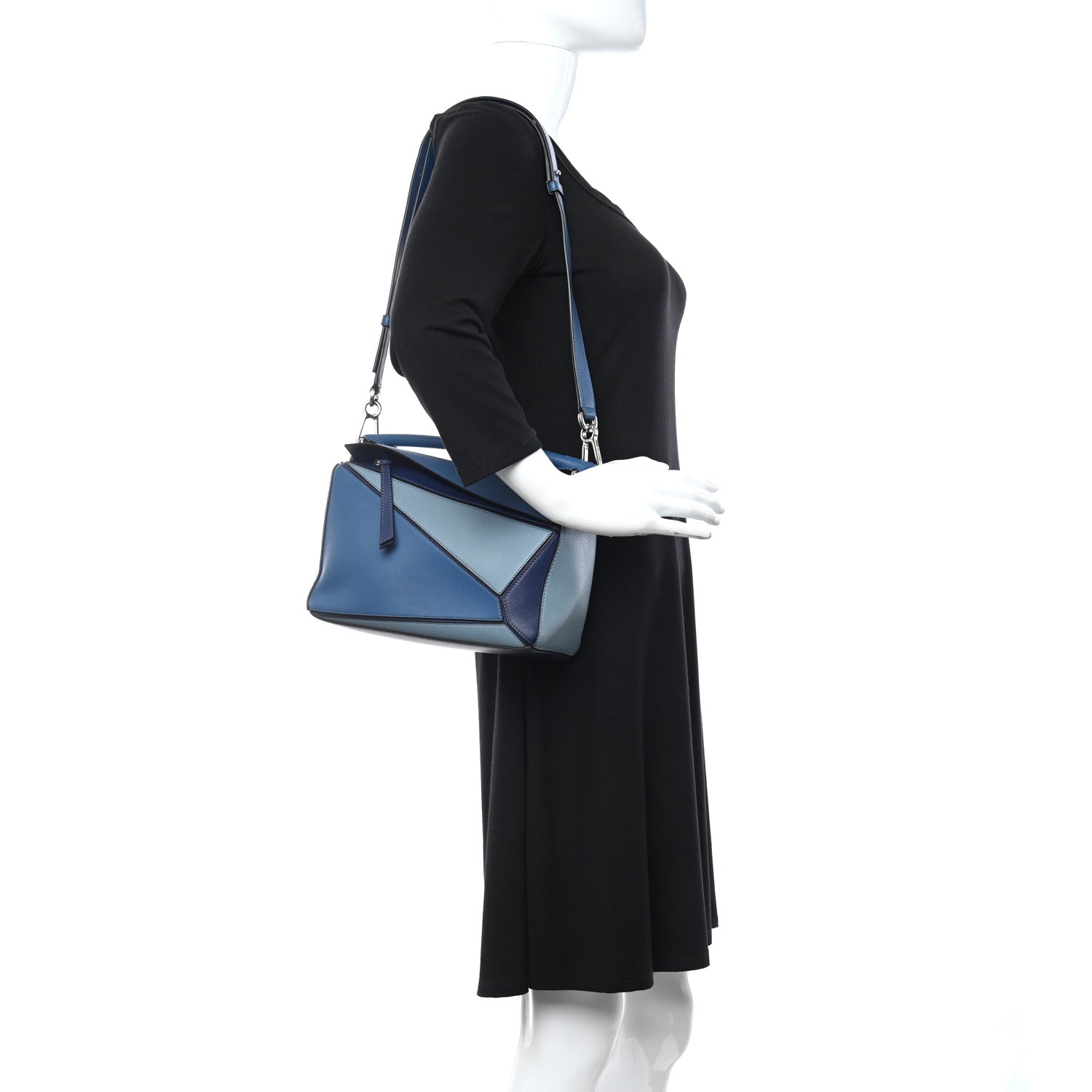Loewe Calfskin Small Puzzle Bag Marine Stone Steel Blue 2 of 10