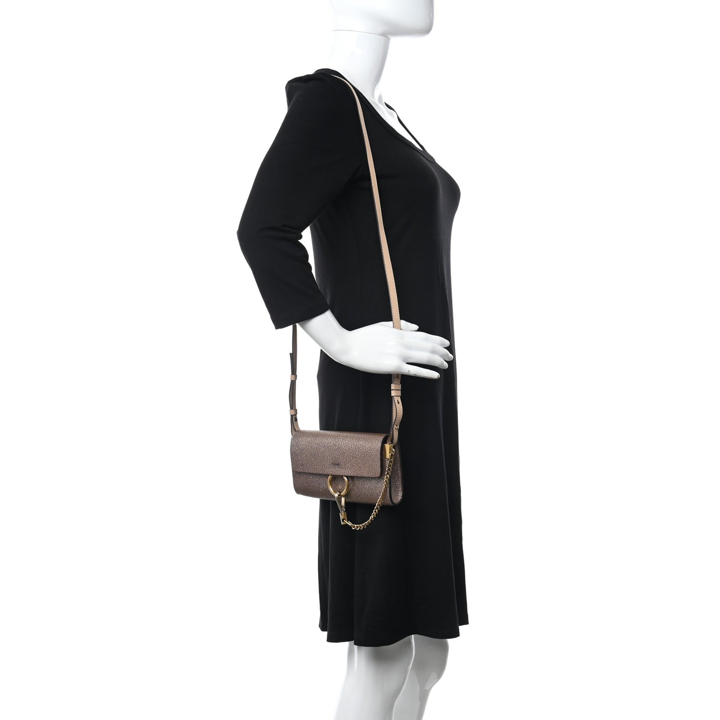 Metallic Goatskin Mini Faye Shoulder Bag Gold