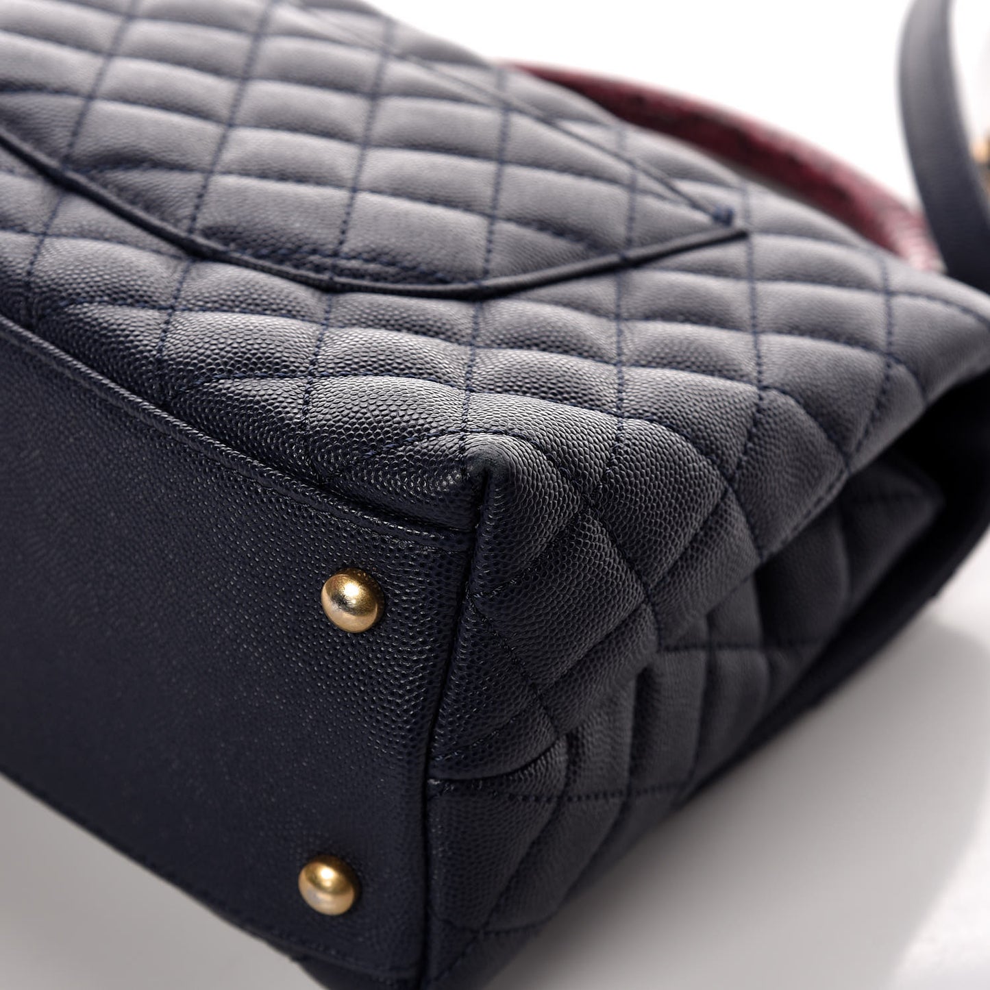 Caviar Elaphe Quilted Small Coco Handle Flap Navy