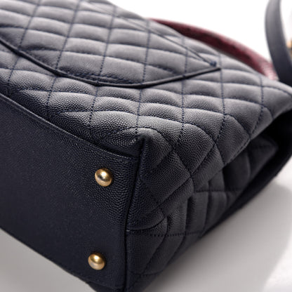 Chanel Caviar Elaphe Quilted Small Coco Handle Flap Navy 15 of 16