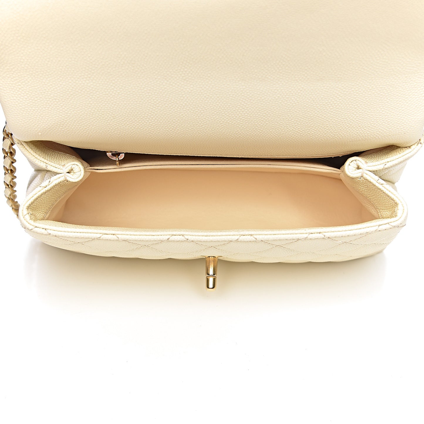 Caviar Elaphe Quilted Mini Coco Handle Flap Ivory