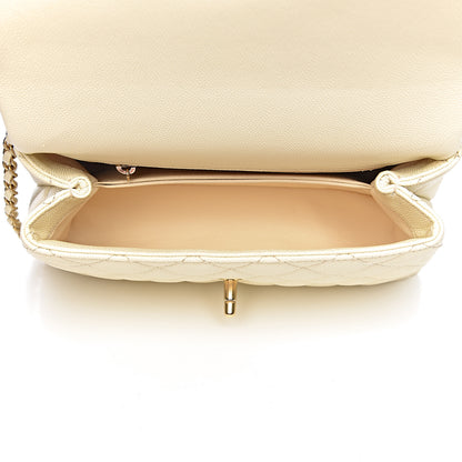 Chanel Caviar Elaphe Quilted Mini Coco Handle Flap Ivory 5 of 11