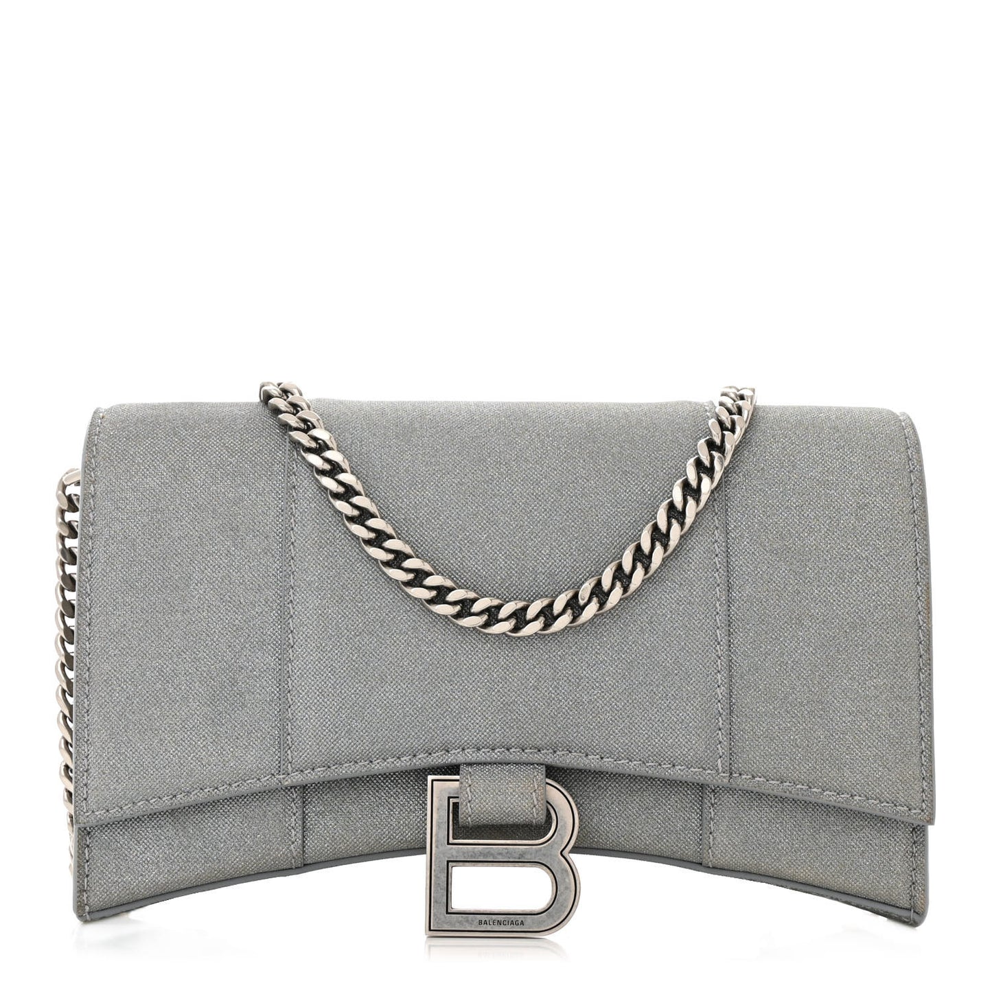 Glitter Fabric Hourglass Chain Bag Grey