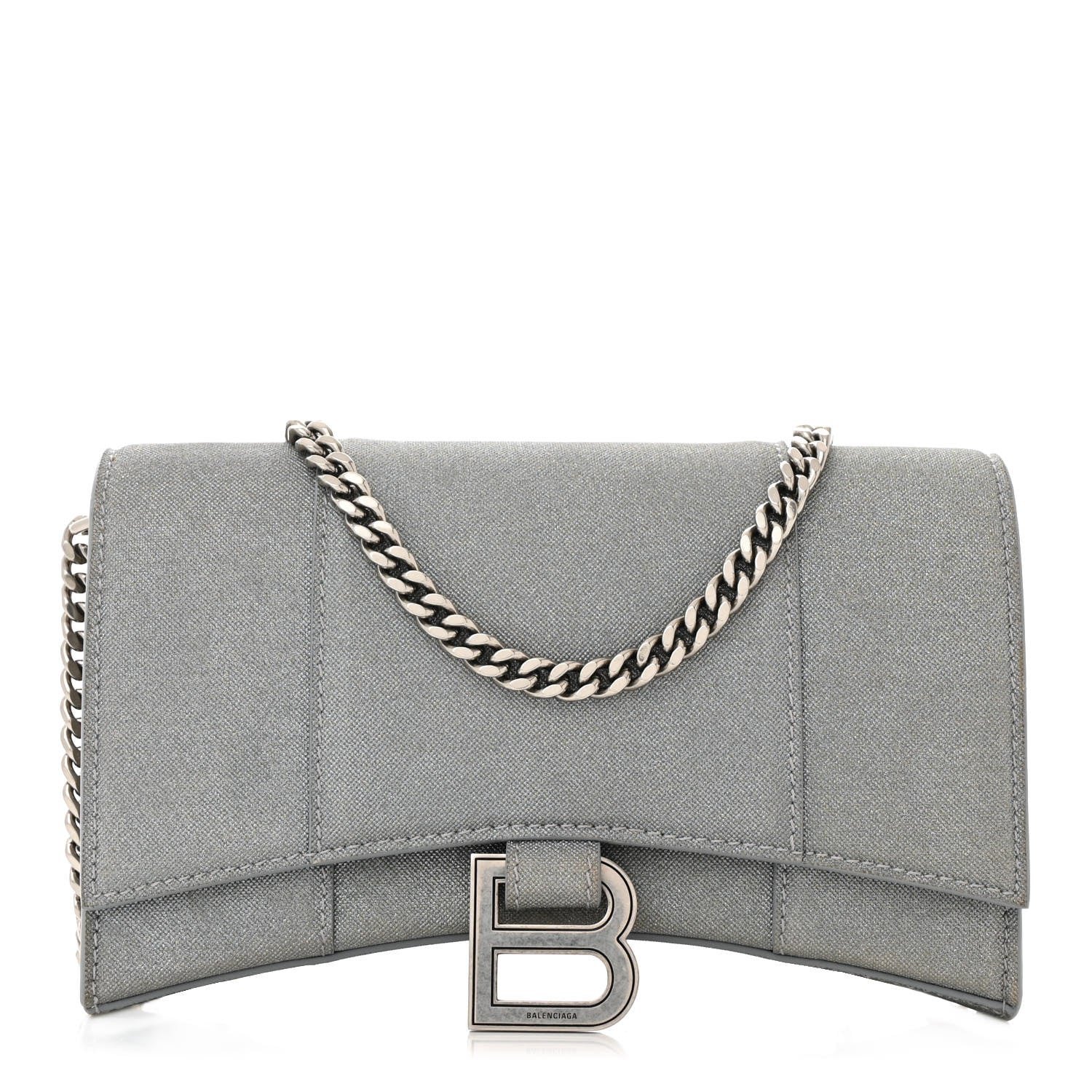 Balenciaga Glitter Fabric Hourglass Chain Bag Grey 1 of 9