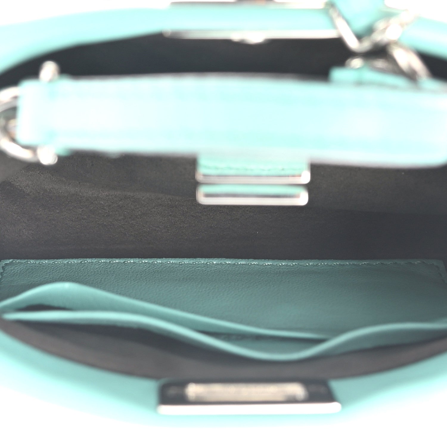 Fendi Shiny Nappa Micro Peekaboo Iconic Satchel Turchese Egiz 5 of 10