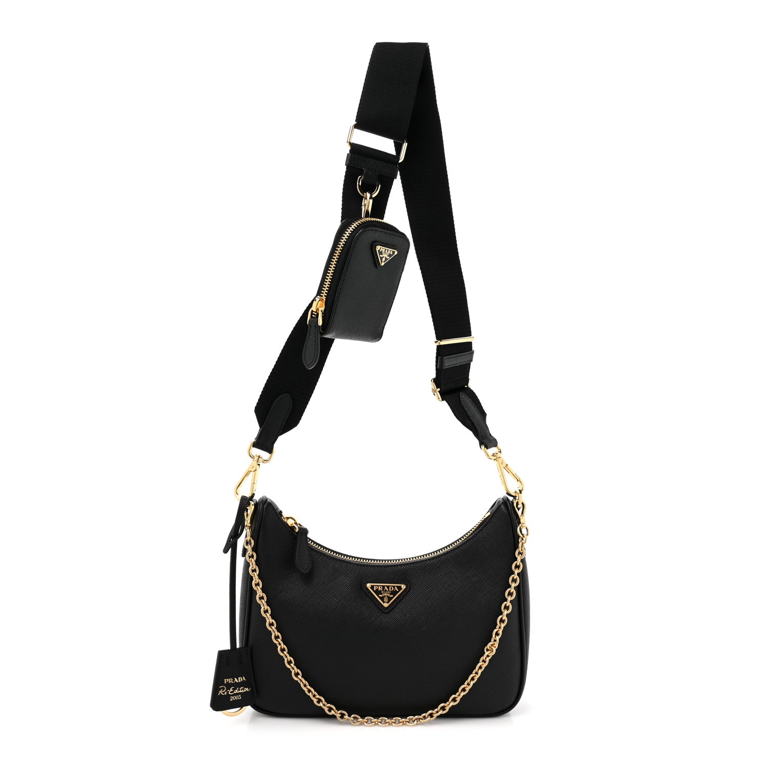 Prada Saffiano Lux Re-Edition 2005 Shoulder Bag Black 1 of 9