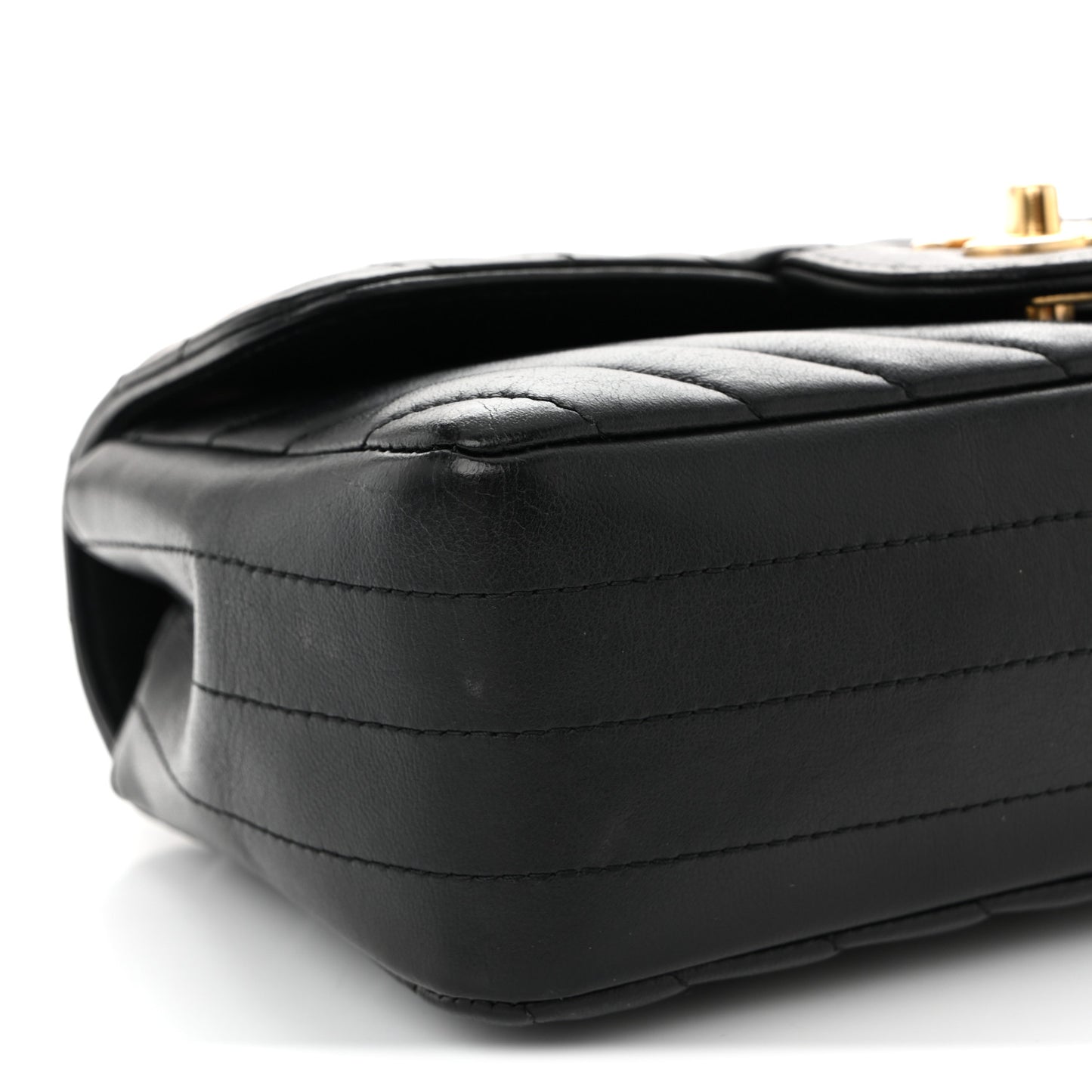 Lambskin Chevron Quilted Mini Rectangular Flap Black