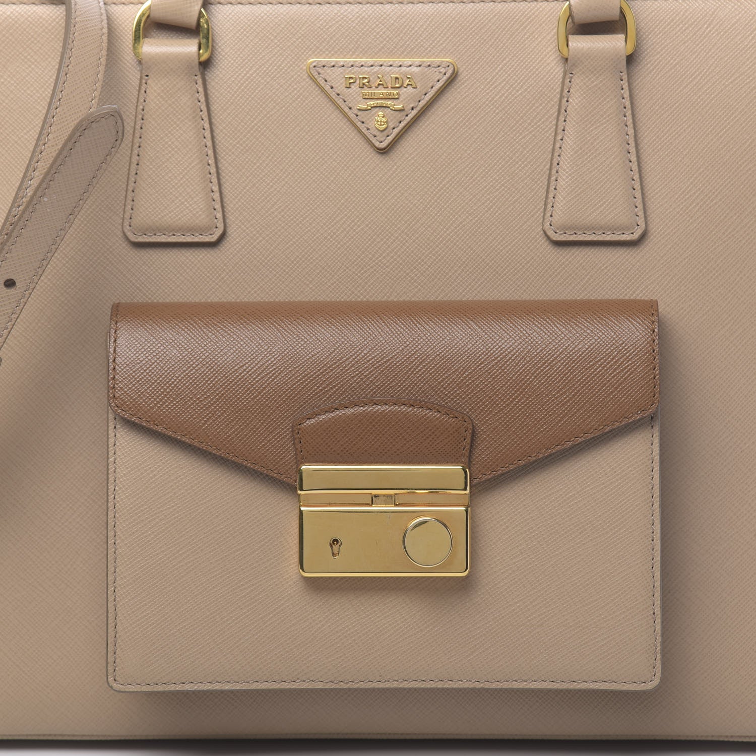 Prada Saffiano Lux Galleria Front Pocket Tote Cammeo Caramel 8 of 10