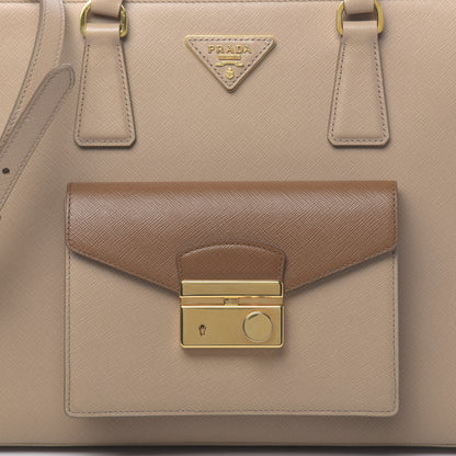 Prada Saffiano Lux Galleria Front Pocket Tote Cammeo Caramel 8 of 10