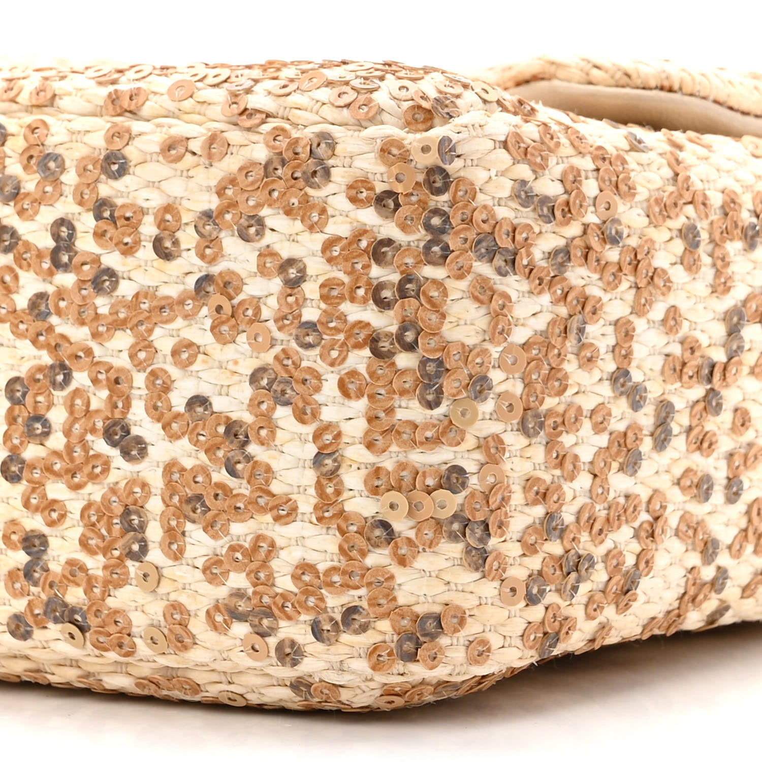 Chanel Raffia Sequin Small Single Flap Beige Gold 9 of 9